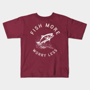 Fish more worry less - retro style fishing Kids T-Shirt